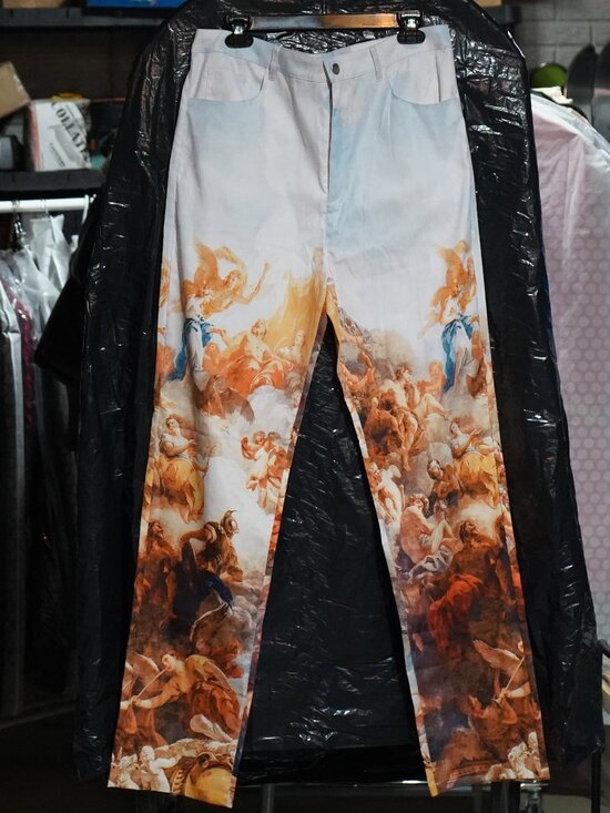 XL Finesse "Baroque Heaven" Painting Print Pants - Renaissance Chic! - Picture 1 of 8